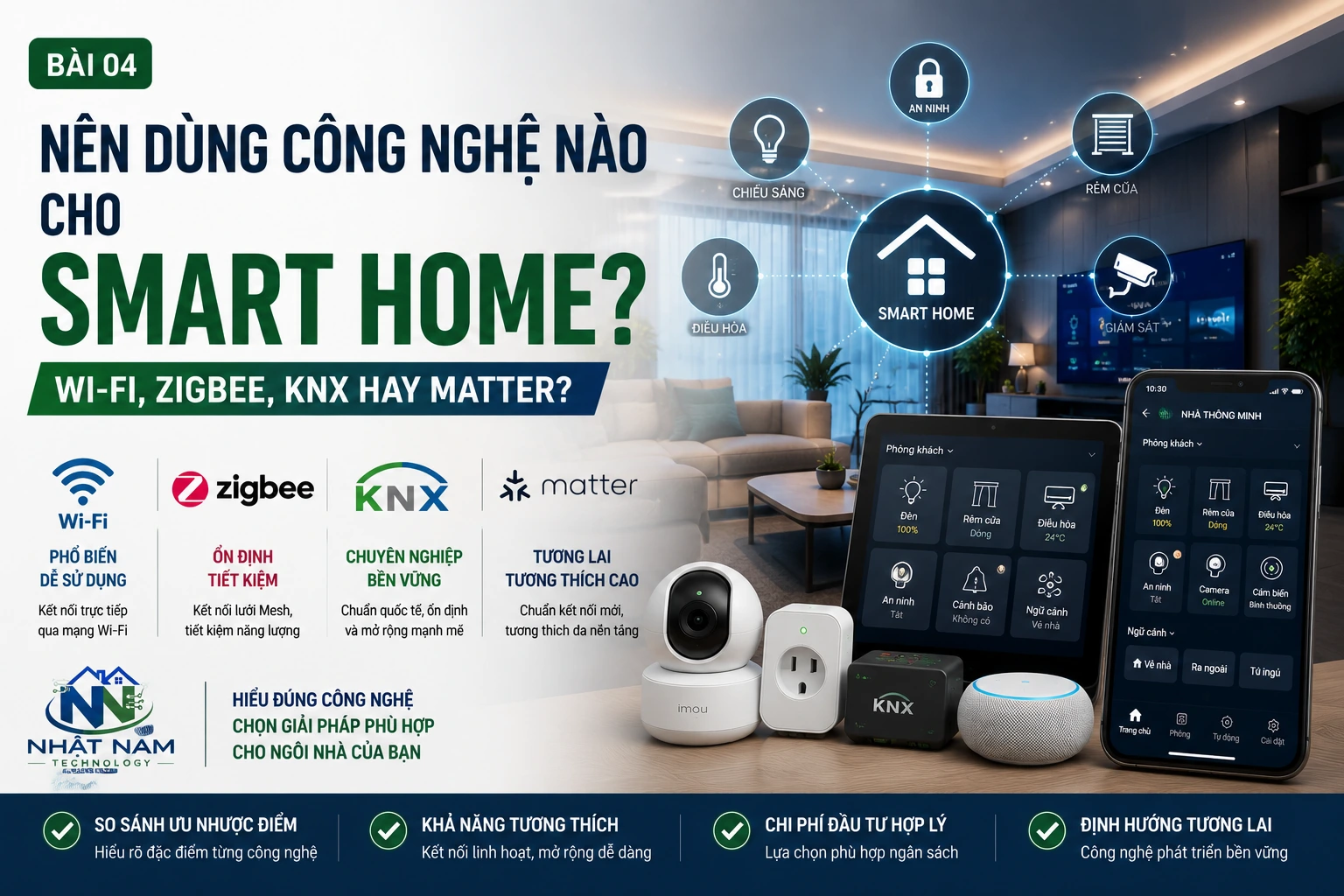 Nên dùng công nghệ nào cho Smart Home? Wi-Fi, Zigbee, KNX hay Matter?