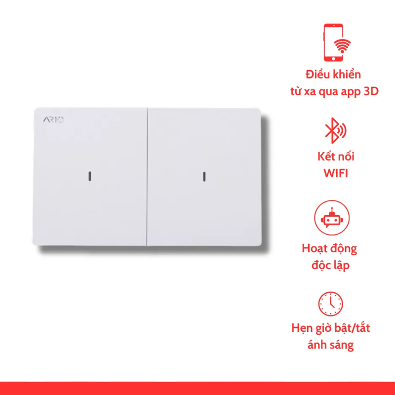 Công tắc thông minh BLE 2 nút Ario chữ nhật Wifi