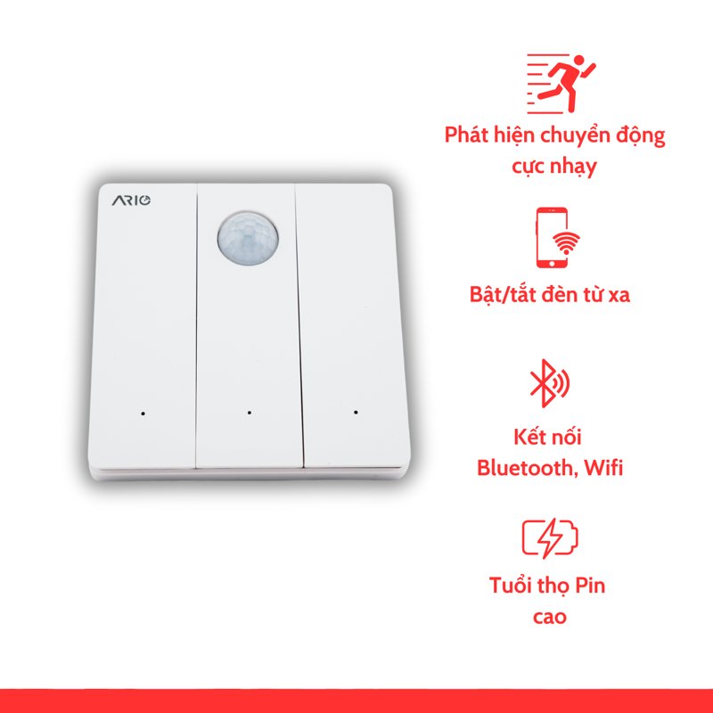Công tắc cảm biến cầu thang nhấn nhả BLE vuông